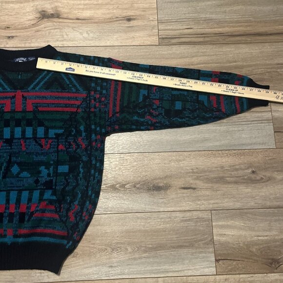 Men's VTG Atlantic Traders Geometric Knit Sweater LARGE Multicolor Grandpa Retro - Picture 6 of 10